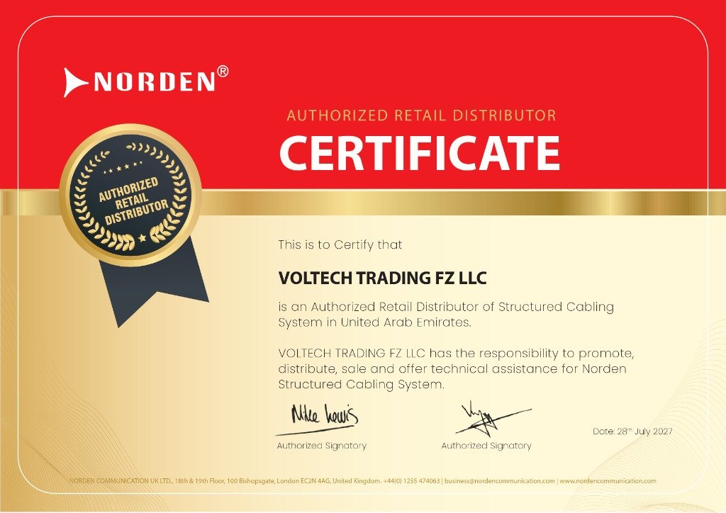 Norden Authorized Retail Distributor Certificate - Voltech Trading FZ LLC
